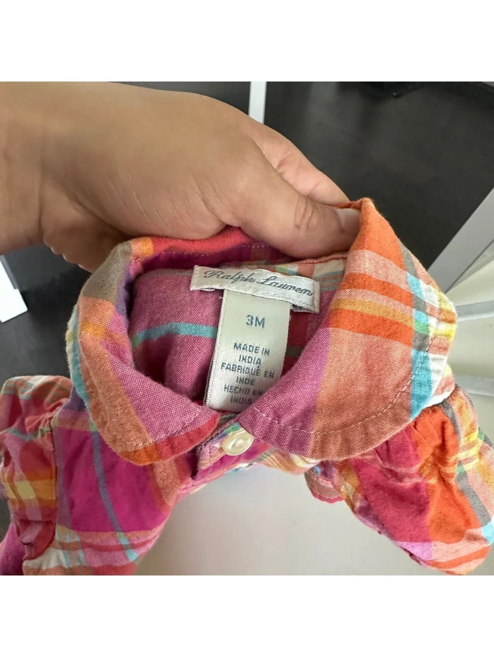 Ralph Lauren Plaid Cotton Madras Shirtdress Baby Girl 3M